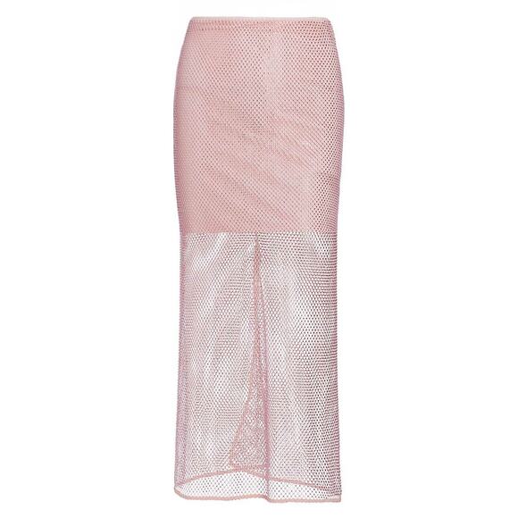 ALICE + OLIVIA  Maeve Rhinestone-Embellished Midi-Skirt - Petal Pink Size 2 New - Picture 1 of 6